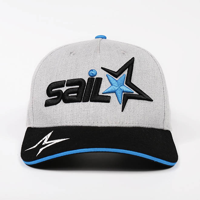 Customise 5 Panel Acrylic 3D Embroidery Logo Printed Sandwich Brim Baseball Cap