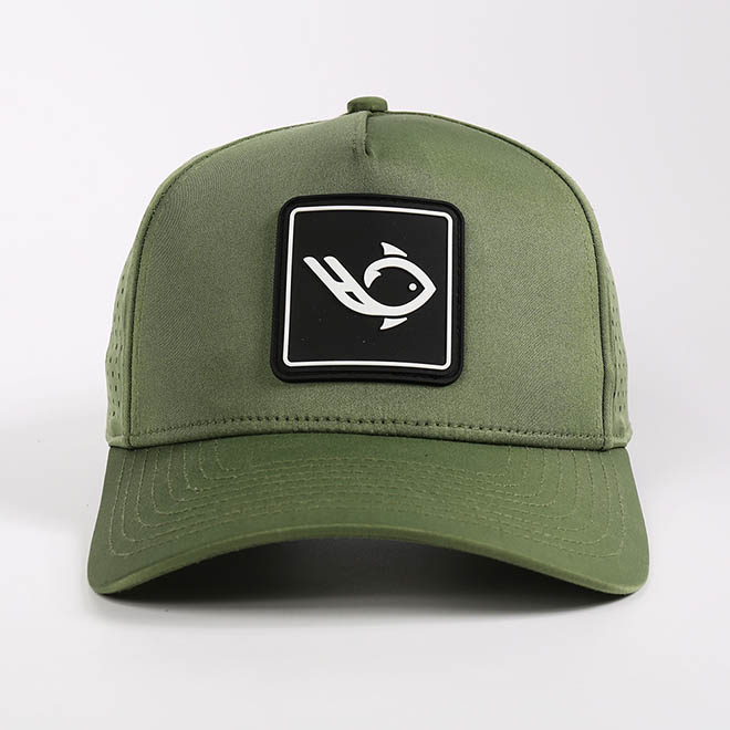Custom 5 Panel Polyester Laser Cut Hole PVC Patch Logo Men Women Baseball Cap