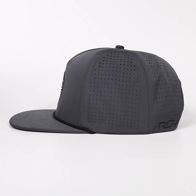 Custom 5 Panel Polyester Flat Brim Laser Cut Hole Rope Hat Embroidery Logo Snapback Cap