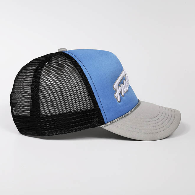 Custom 5 Panel 3D Embroidery Logo Foam Mesh Rope Cap Trucker Hat
