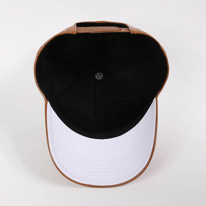 Custom 6 Panel Plain Blank Leather Hat Men Women Curved Brim Baseball Cap