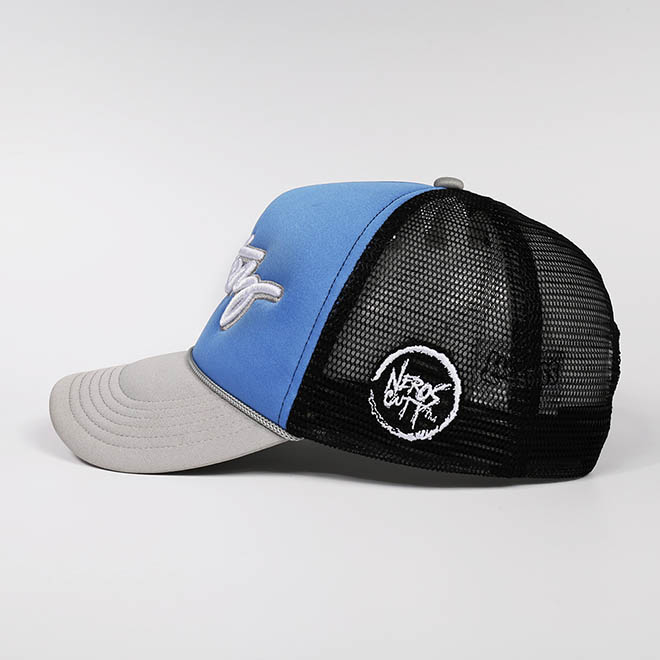 Custom 5 Panel 3D Embroidery Logo Foam Mesh Rope Cap Trucker Hat