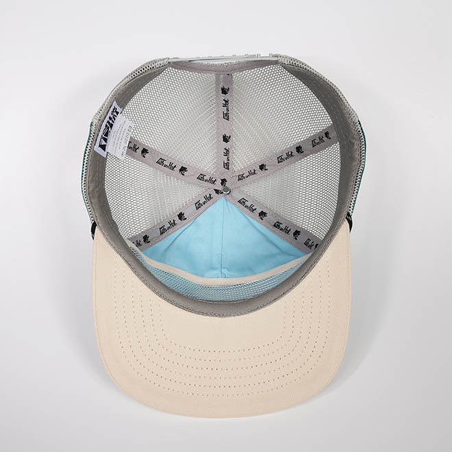 Custom 5 Panel Cotton Unstructured Embroidery Logo Flat Brim Side Strap Mesh Cap Trucker Hat
