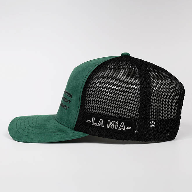 Custom 5 Panel Suede TPU Patch Logo Wide Brim Men Women Mesh Cap Trucker Hat