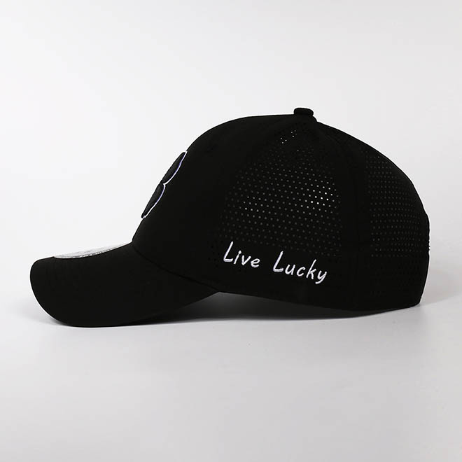 Custom Polyester 6 Panel 3D Embroidery Logo Laser Cut Hole Hat Baseball Cap