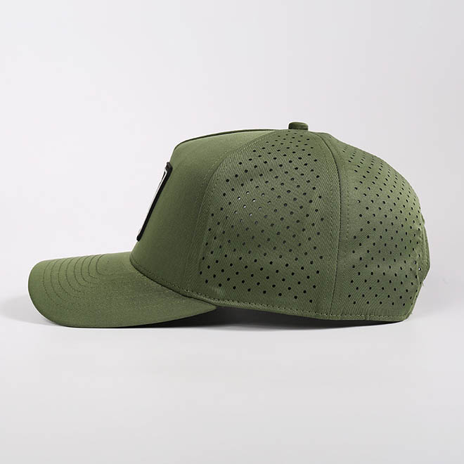 Custom 5 Panel Polyester Laser Cut Hole PVC Patch Logo Men Women Baseball Cap