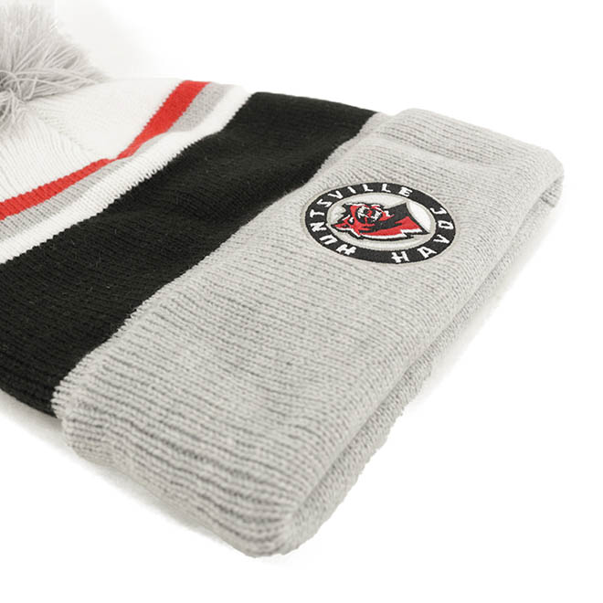 Custom Design Two Tone Embroidery Logo Pom Warm Knitted Cap Winter Hat
