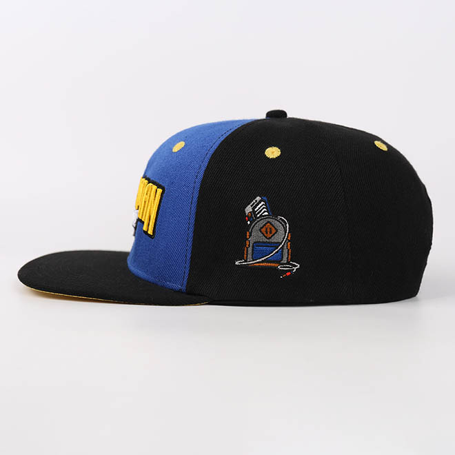 Custom 6 Panel 3D Embroidery Logo Cotton Hip Hop Flat Brim Hat Snapback Cap