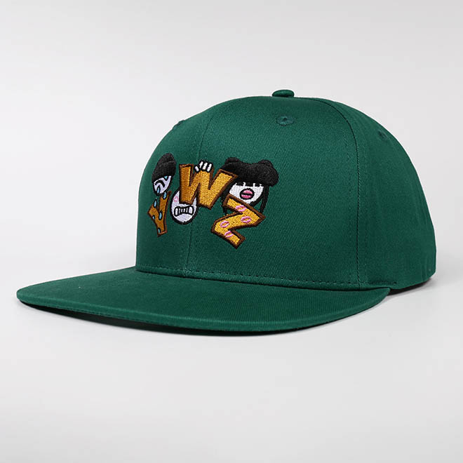Custom 6 Panel Cotton Embroidery Logo Screen Print Underbrim Flat Brim Hat Snapback Cap