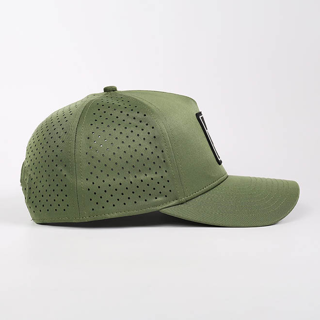 Custom 5 Panel Polyester Laser Cut Hole PVC Patch Logo Men Women Baseball Cap