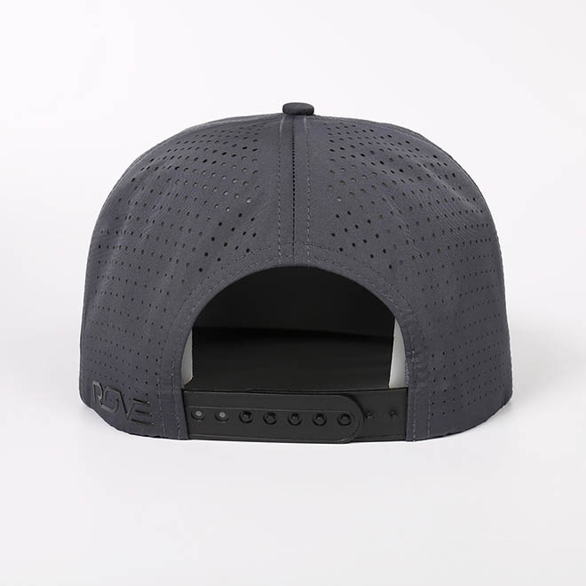 Custom 5 Panel Polyester Flat Brim Laser Cut Hole Rope Hat Embroidery Logo Snapback Cap