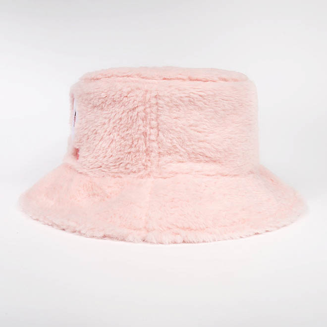 Custom Winter Warm Women Fur Embroidery Logo Cartoon Bucket Hat
